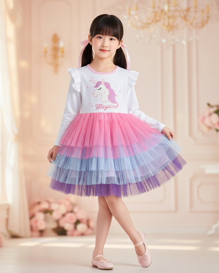 rainbow layered unicorn dress - front