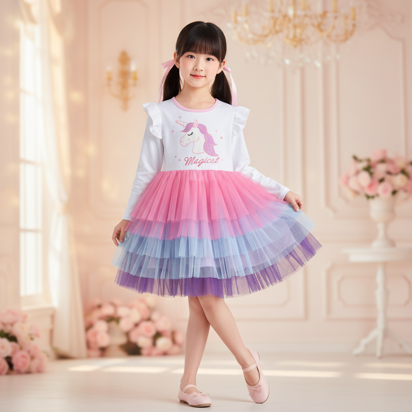 rainbow layered unicorn dress - front