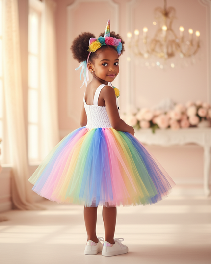 rainbow led unicorn tutu dress - back