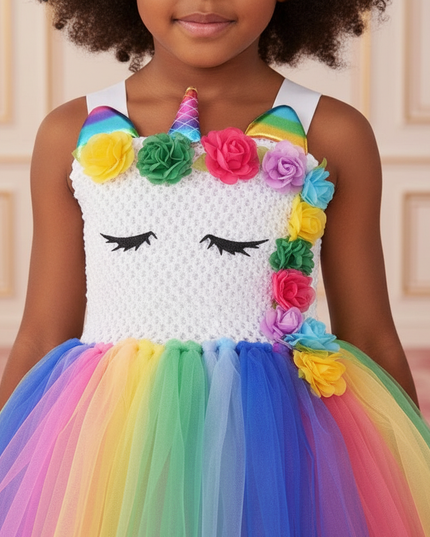 rainbow led unicorn tutu dress - detail