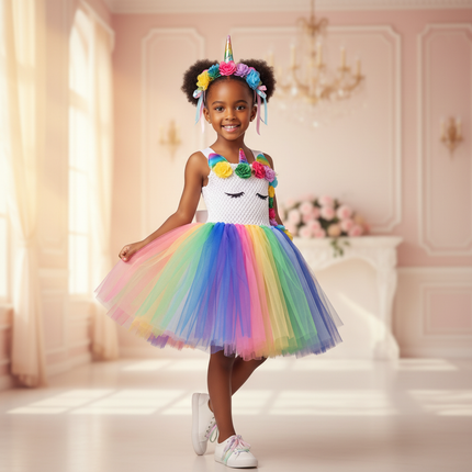 rainbow led unicorn tutu dress - front