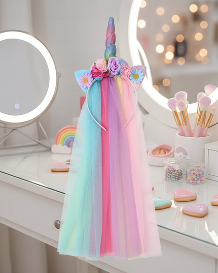 rainbow mesh unicorn headband - lifestyle