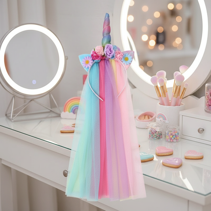 rainbow mesh unicorn headband - lifestyle