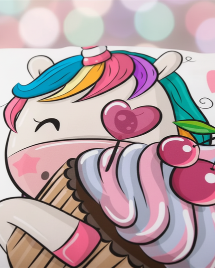 rainbow owl friends unicorn bedding - detail