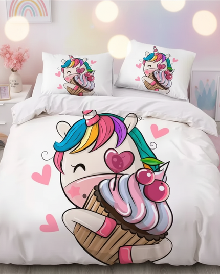 rainbow owl friends unicorn bedding - lifestyle