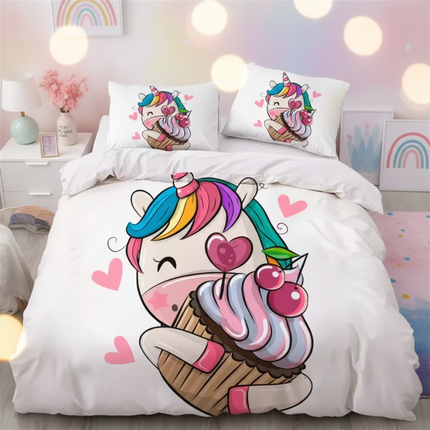 rainbow owl friends unicorn bedding - lifestyle