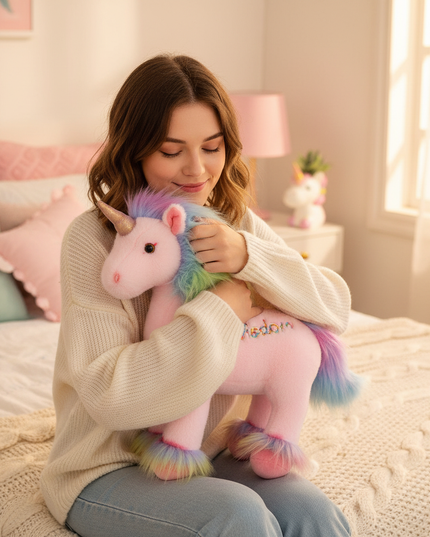 rainbow plush unicorn - in-use