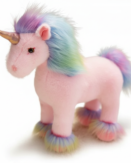 rainbow plush unicorn - white-bg