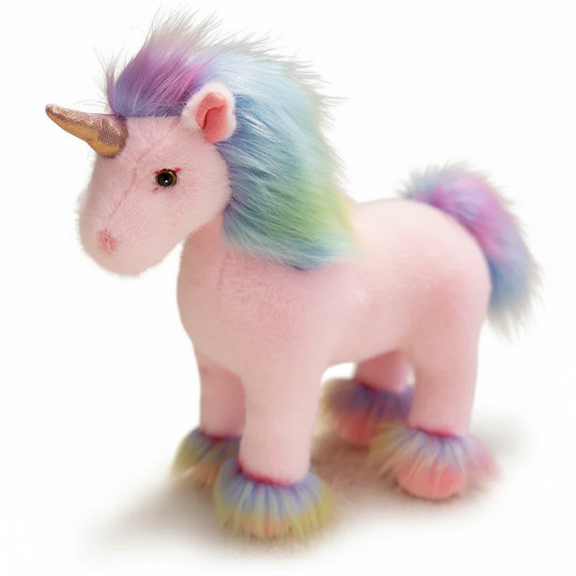 rainbow plush unicorn - white-bg