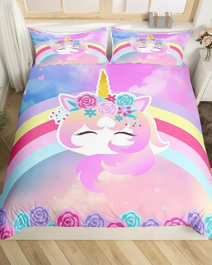 rainbow rose unicorn bedding - lifestyle