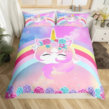 rainbow rose unicorn bedding - lifestyle