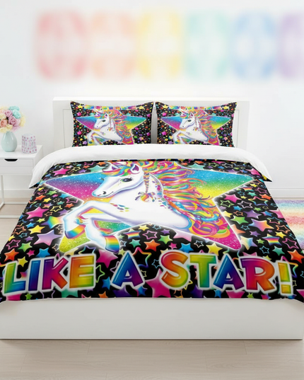 rainbow shine star unicorn bedding - lifestyle