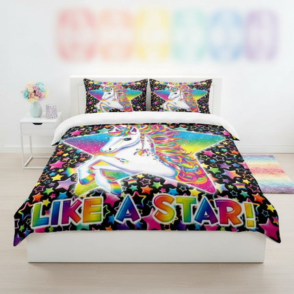 rainbow shine star unicorn bedding - lifestyle