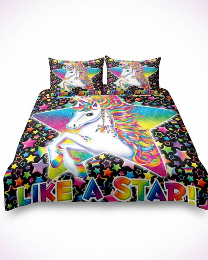 rainbow shine star unicorn bedding - white-bg