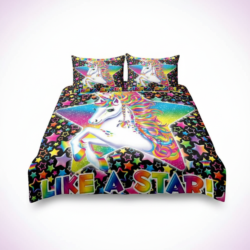 rainbow shine star unicorn bedding - white-bg
