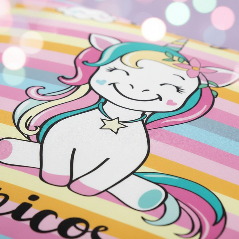 rainbow striped baby unicorn bedding - detail