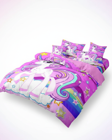 rainbow swirl unicorn bedding - white-bg