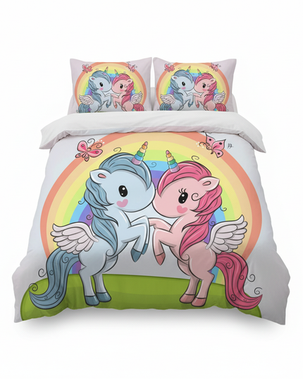 rainbow twin pegasus unicorn bedding - white-bg