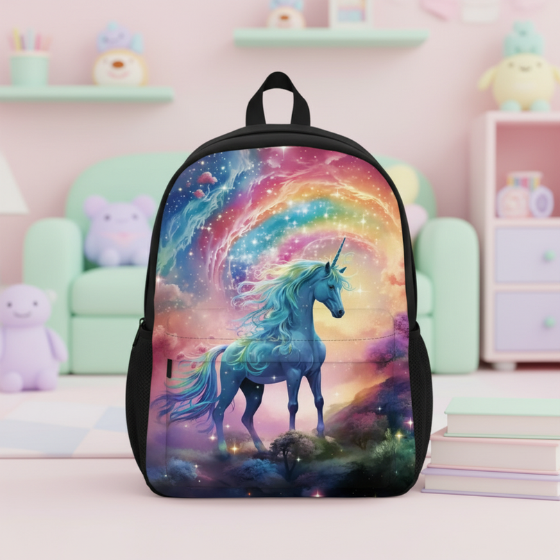 rainbow unicorn backpack - lifestyle
