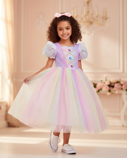 rainbow unicorn ball gown dress - front