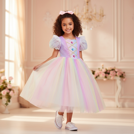 rainbow unicorn ball gown dress - front