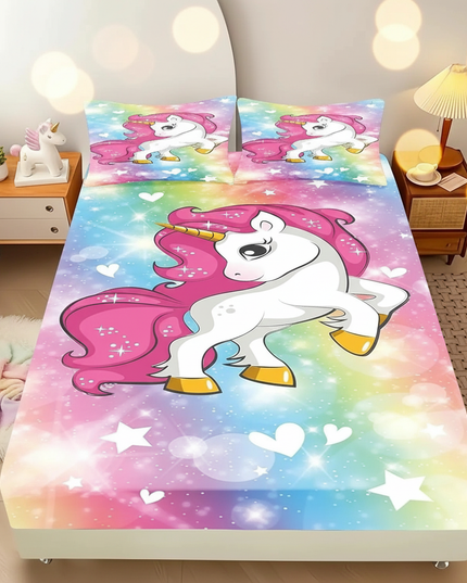 rainbow unicorn bed sheet set - lifestyle