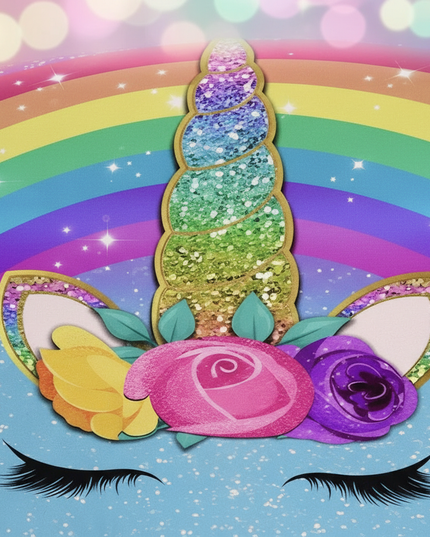 rainbow unicorn bedding - detail