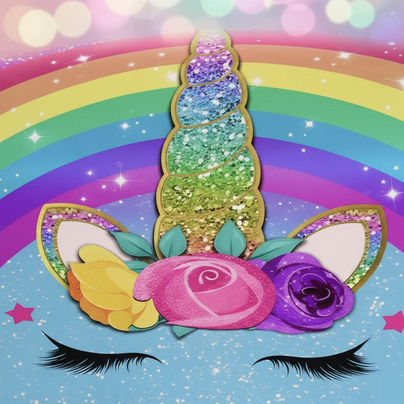 rainbow unicorn bedding - detail