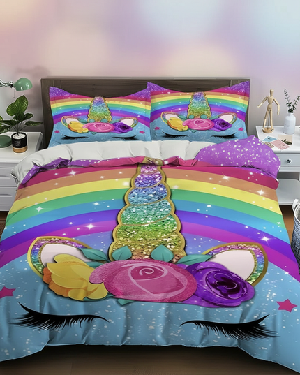 rainbow unicorn bedding - lifestyle