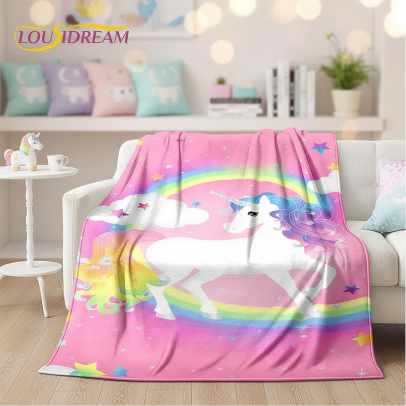 rainbow unicorn blanket - lifestyle