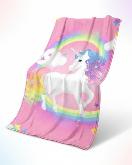 rainbow unicorn blanket - white-bg