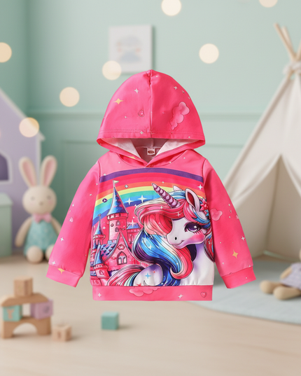 rainbow unicorn castle hoodie kids - lifestyle