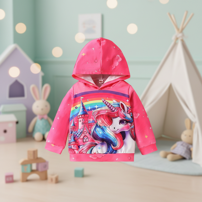 rainbow unicorn castle hoodie kids - lifestyle