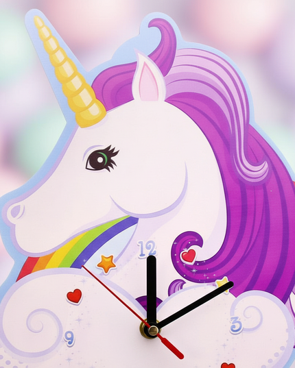 rainbow unicorn clock - detail