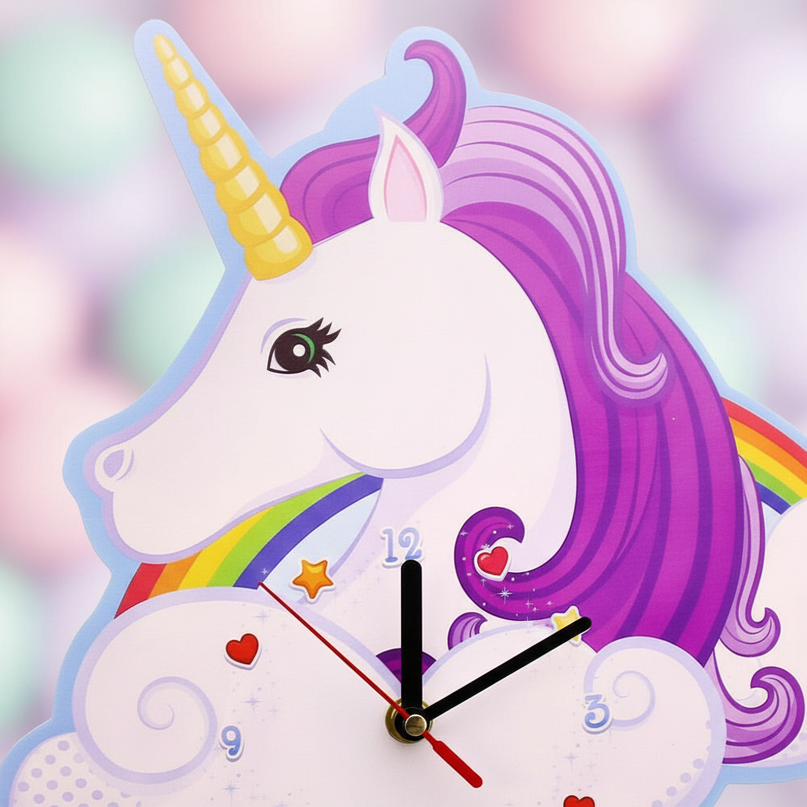 rainbow unicorn clock - detail