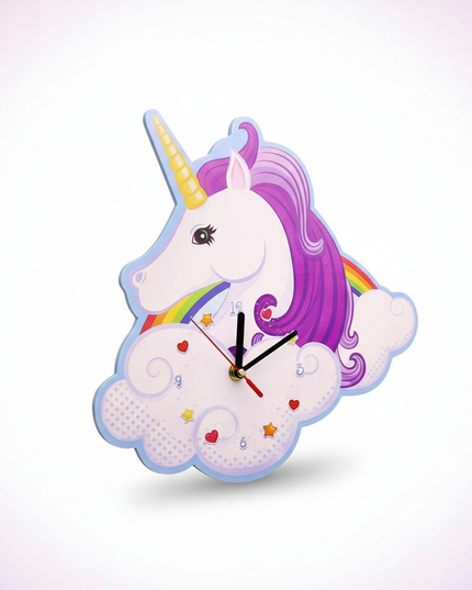 rainbow unicorn clock - white-bg