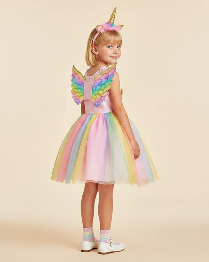 rainbow unicorn costume dress girls - back