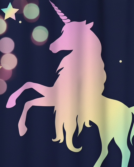 rainbow unicorn curtains - detail