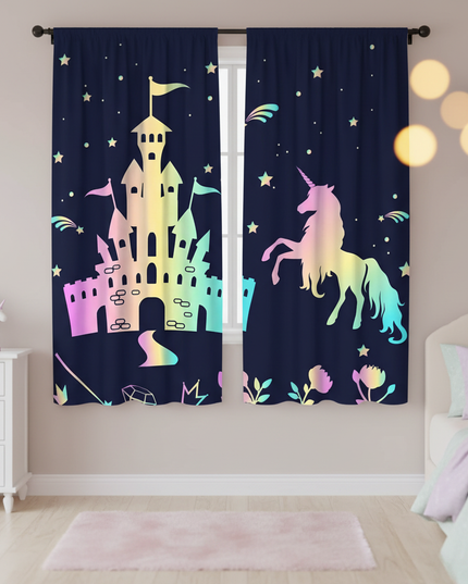 rainbow unicorn curtains - lifestyle