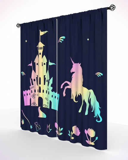 rainbow unicorn curtains - white-bg