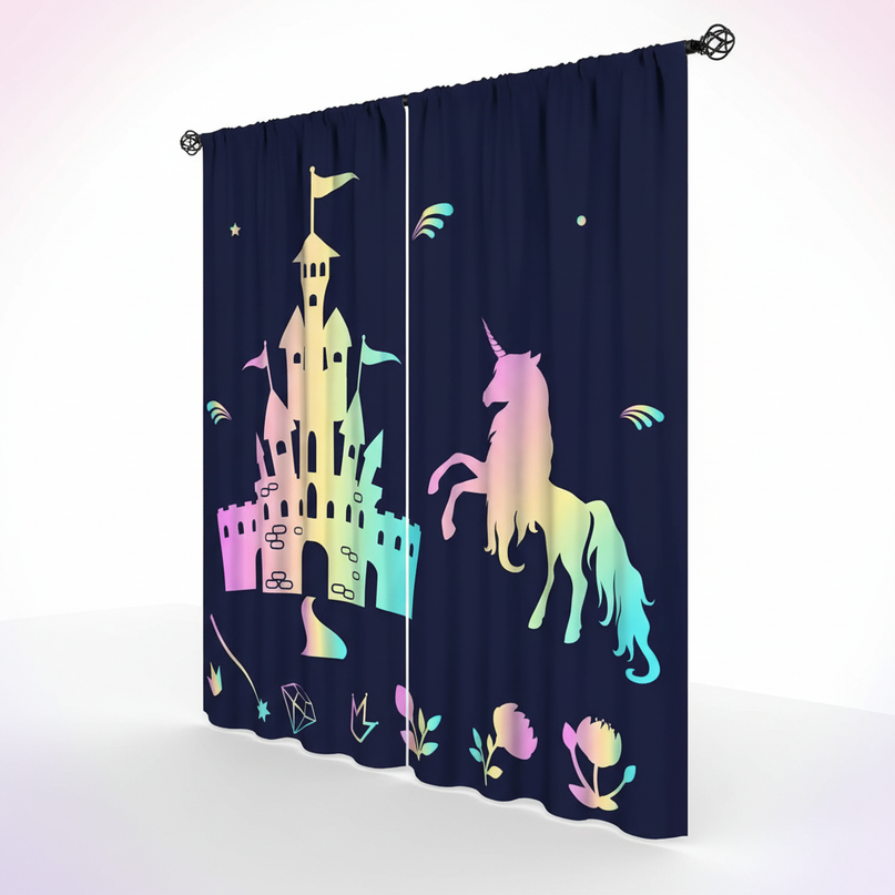 rainbow unicorn curtains - white-bg