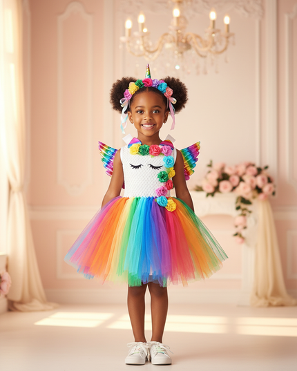 rainbow unicorn dress set wings - detail