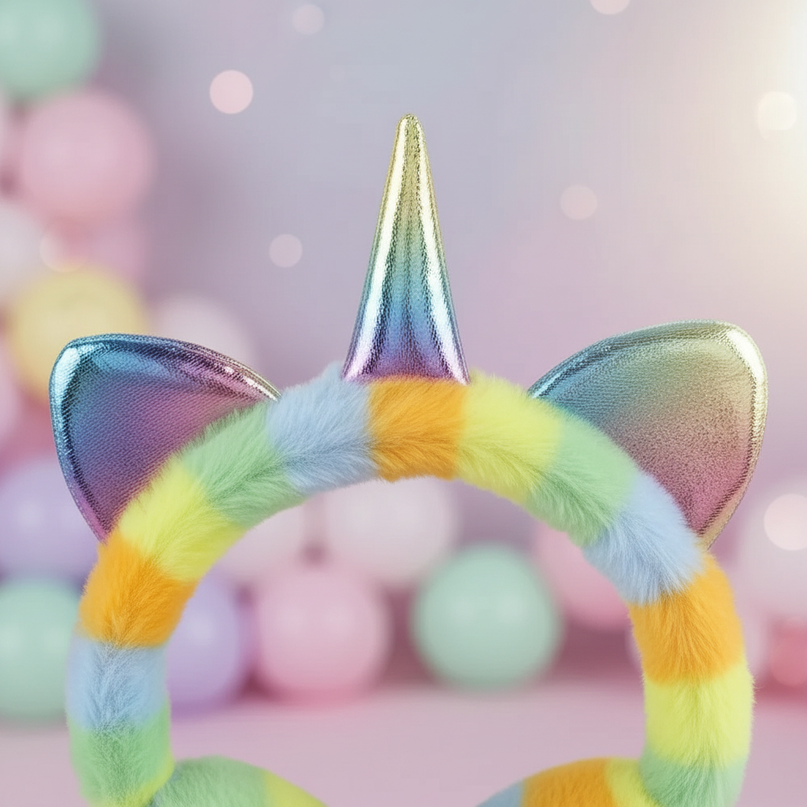 rainbow unicorn earmuffs - detail
