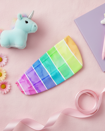 rainbow unicorn elastic headband - flat-lay
