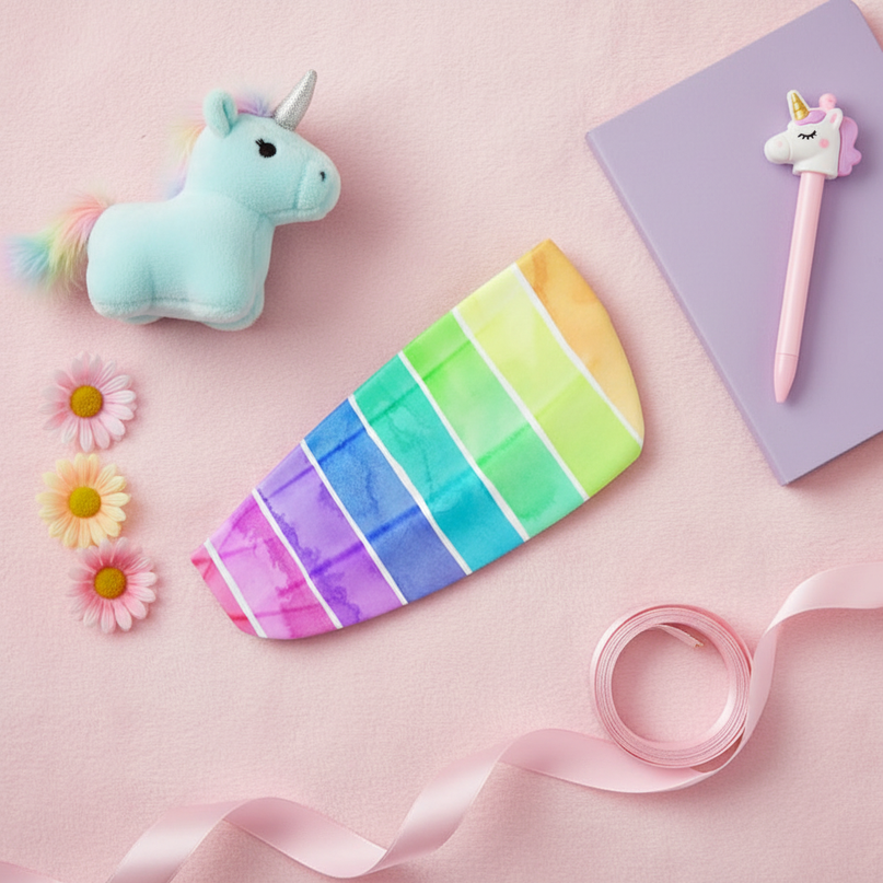 rainbow unicorn elastic headband - flat-lay