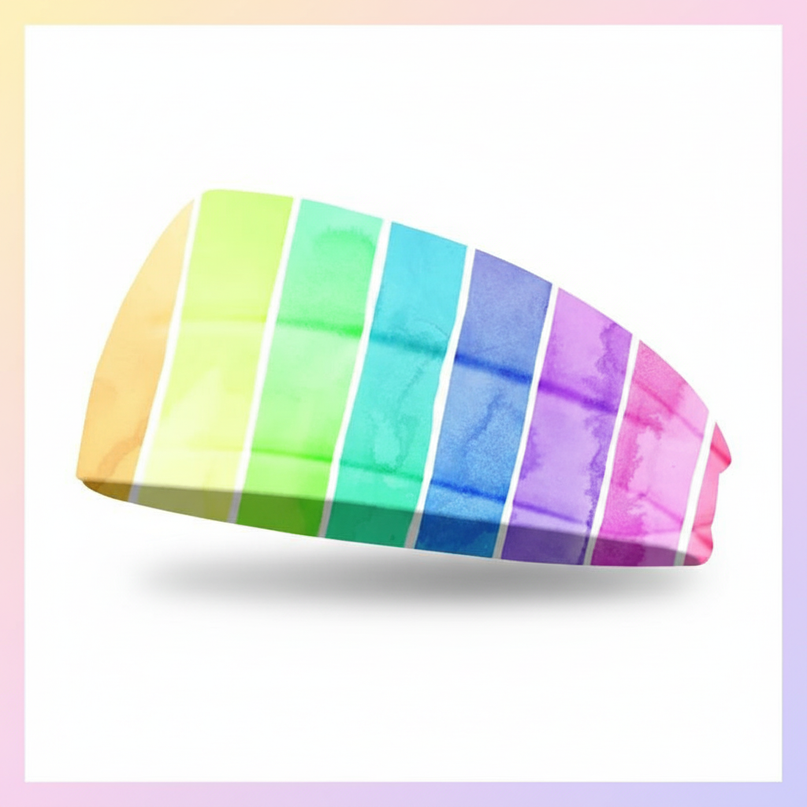 rainbow unicorn elastic headband - white-bg