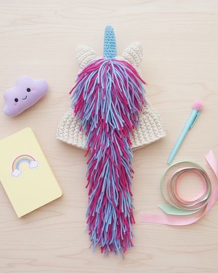 rainbow unicorn hat - flat-lay