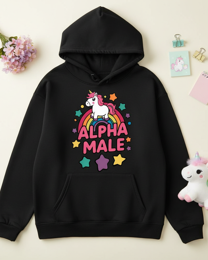 rainbow unicorn hoodie - flat-lay