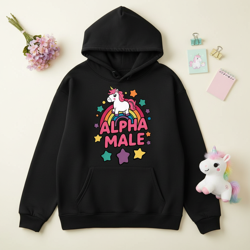 rainbow unicorn hoodie - flat-lay