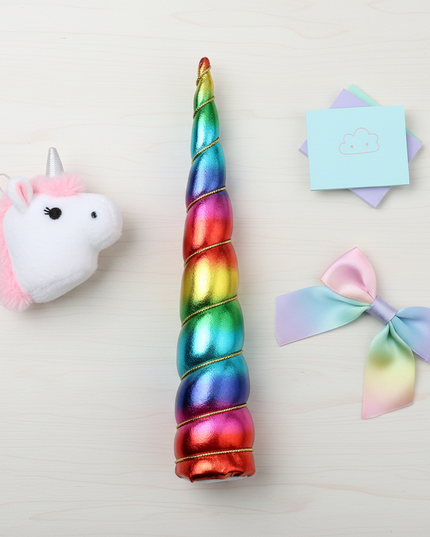 rainbow unicorn horn cosplay prop - flat-lay